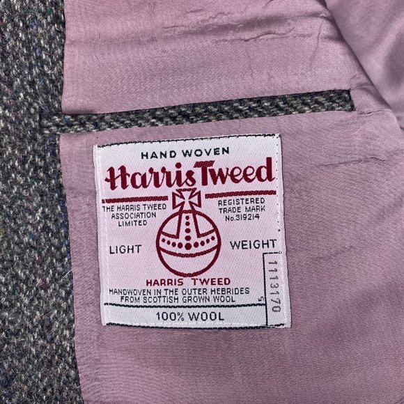 Vintage Harris Tweed Wool Blazer Sport Coat Men's 40 Gray - Picture 4 of 16